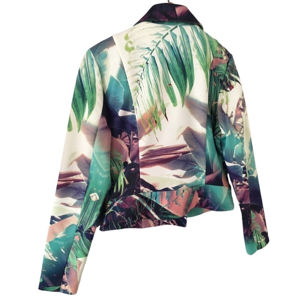NWT Jennifer Lopez Tropical Print Moto Jacket Size M - Picture 10 of 16
